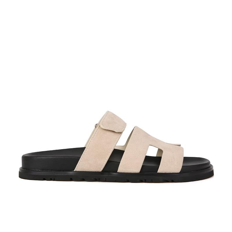 Sommer neue Axige zweiter Onkel Hausschuhe im gleichen Stil, Damen tragen echtes Leder dicke Sohle Klettverschluss coole Hausschuhe