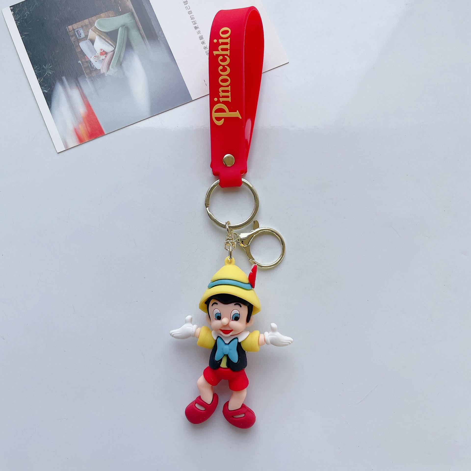Anime Peripheral DSN Pinocchio Silicone Pinocchio Geppetto Keychain Doll Keyring Accessories Bag Decoration Model Pendant Toys