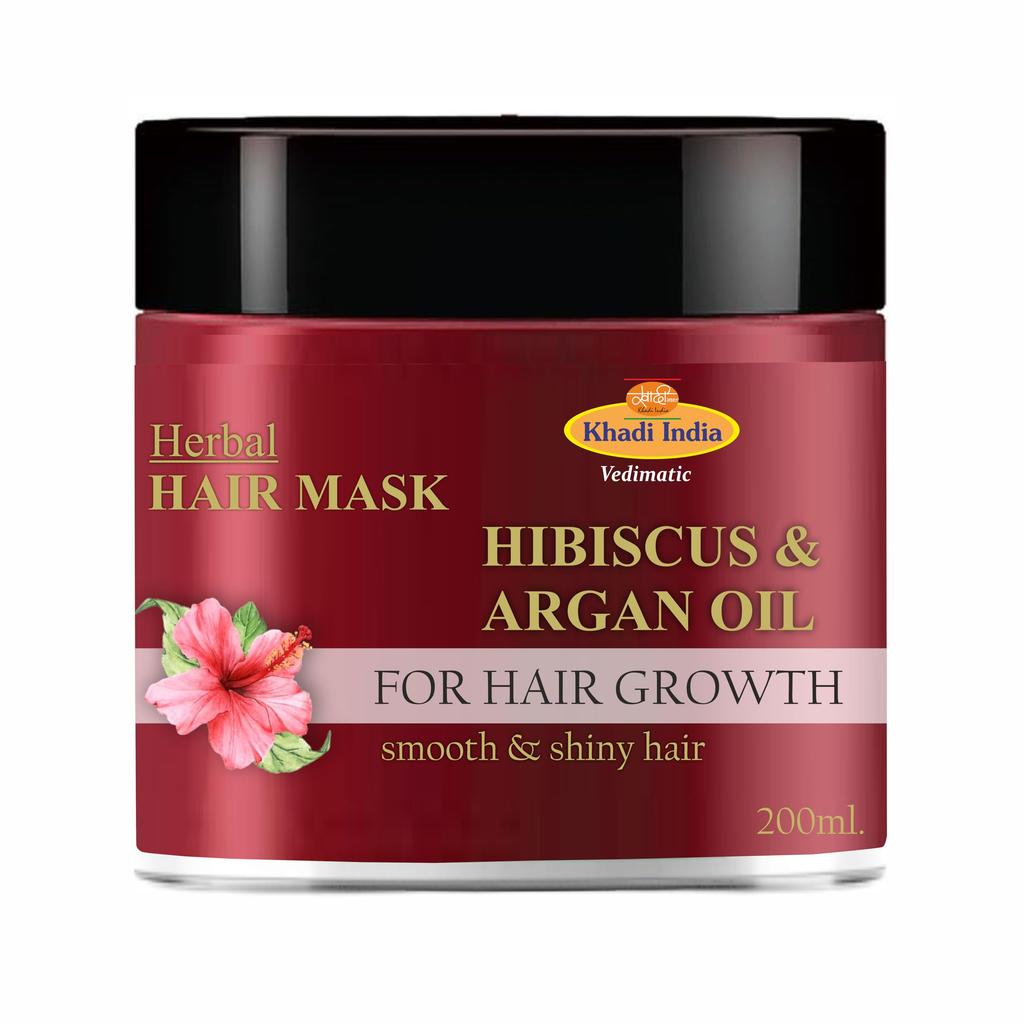 Khadi 100% Reine & Natürliche Hibiskus & Arganöl Haarmaske Zum Glätten der Haare Sulfat- & Parabenfrei - 200ml.