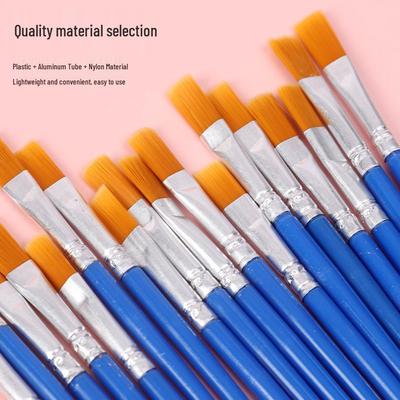 Nylon Flat Head Acrylic Paint Brush Set for Kids - Fine Tip Liner for Digital Art & Crafts