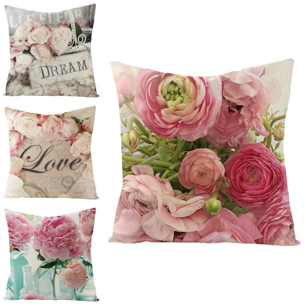 Beautiful Flower Printed Cushion Cover With Splash Waterproof Design For Home Decor