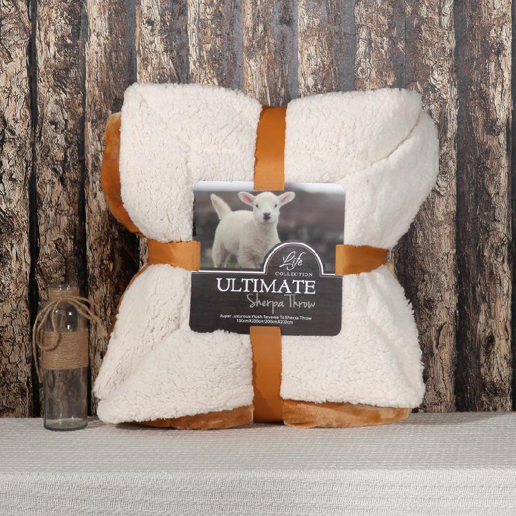 

Двошарова потовщена фланелева та овеча ковдра однотонного кольору з індивідуальним логотипом 70cm x 100cm, No Card Packaging