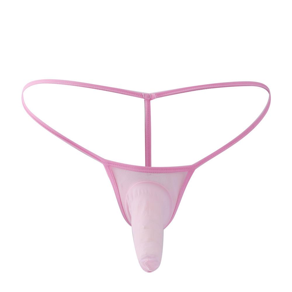 Elephant Nose Bikini Thong Men Panties Mesh See-Through Underwear Low Waist High Stretch Underpant Gay Sexy Peni Sheath G-String