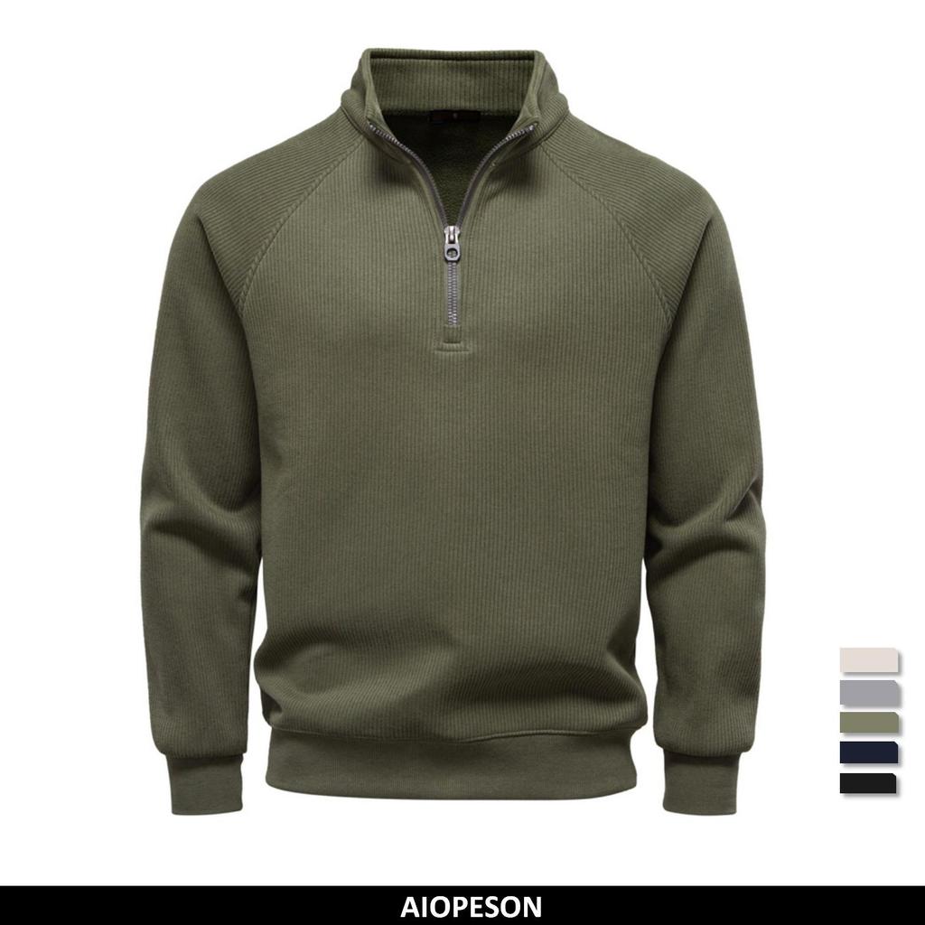 Brand Men Winter Thermal Sweater Cotton Zipper Slim Fit Thermal Underlayer Top Luxury Soft Shell Pullover Sweatshirt