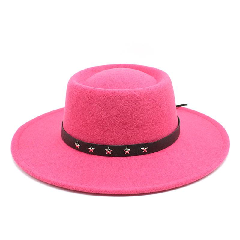 2022 Woolen Hat Women Spring And Autumn French Top Hat White Flat Edge Wide Brim British Men