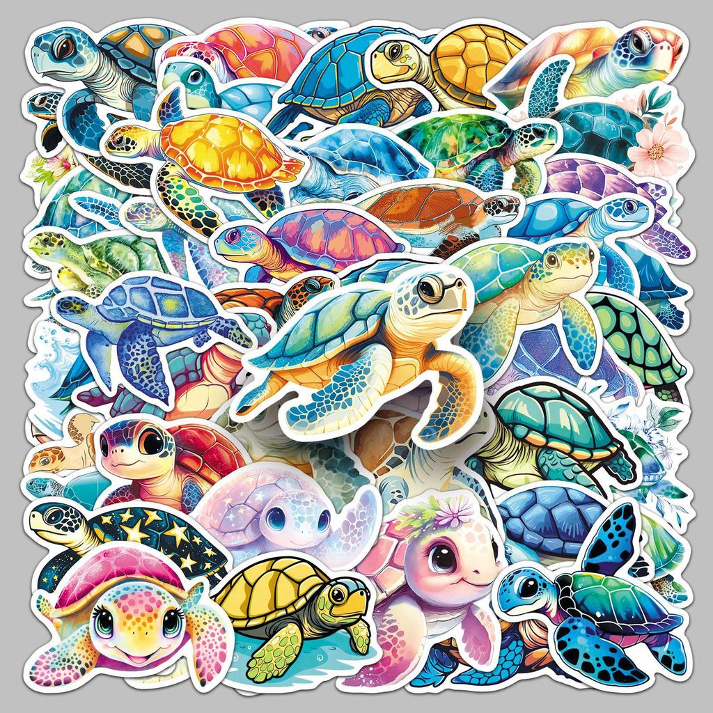 50pcs Cute Sea Turtle Stickers: Colorful Marine Life for Skateboards, Phone Cases, Earphones, Journals, and DIY Crafts.