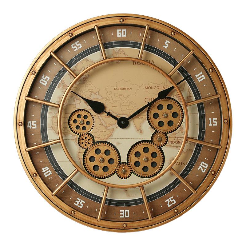 Fashions Gears Wall Clock Industrial Retro Wall Clock Living Room Decorative Wall Clock Stylish Silent Wall Clock Quartz Clock