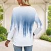 Women Plus Size Half Zip Round Neck Long Sleeve White Purple Tie Dye Printed T Shirt