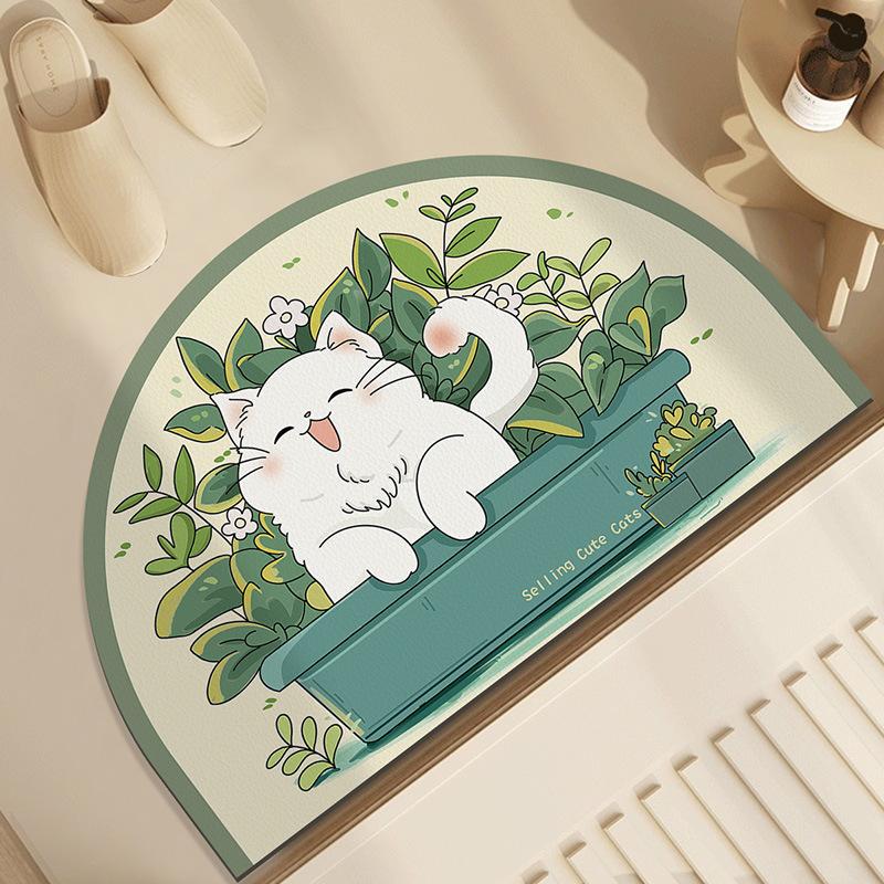 

Симпатичный коврик для ванной комнаты, дверь в ванную, диатомовая грязь, грязеотталкивающий, быстросохнущий, полукруглый коврик, впитывающий воду, противоскользящий коврик для душевой комнаты 40*60CM