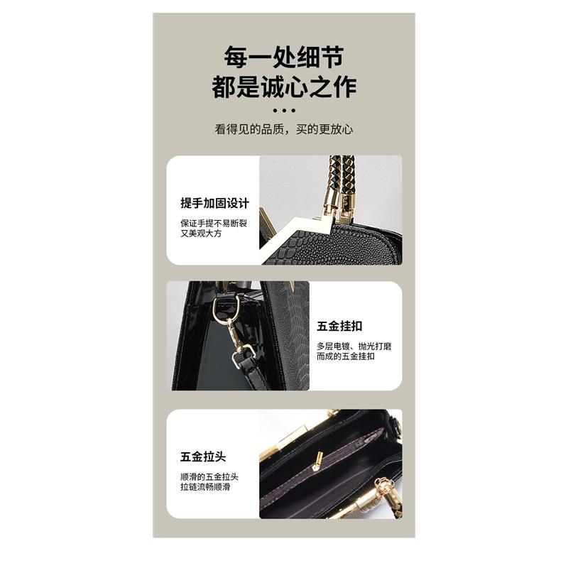 Women’s Large Capacity Crocodile Pattern Top Handle Bag, Light Luxury High-End All-Match Shoulder Crossbody Fashion Purse
