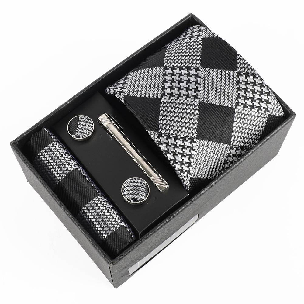 Men's Luxury Jacquard Embroidered Tie Gift Set with Custom Logo.