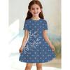 Dress for Girls Fashion Cowboy Print Fake Two-Piece Set Short Sleeve Summer Dresses Casual Round Neck A-Line Dress Girl Clothes