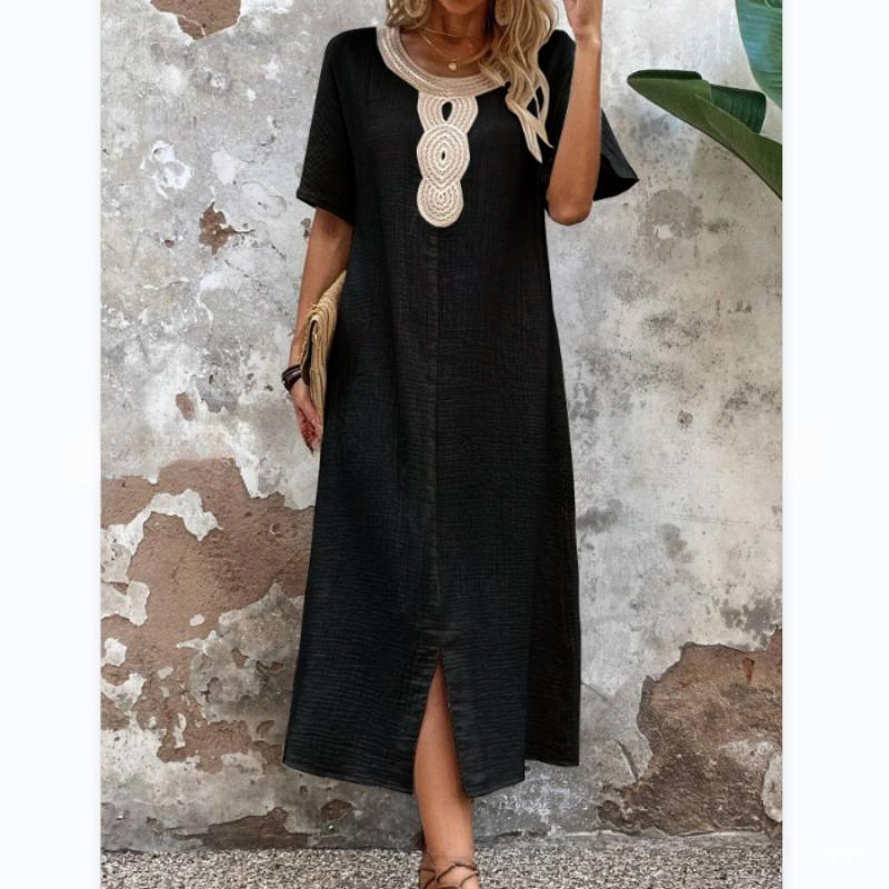 

Новое женское летнее платье свободного кроя с круглым вырезом и короткими рукавами из кружева XL