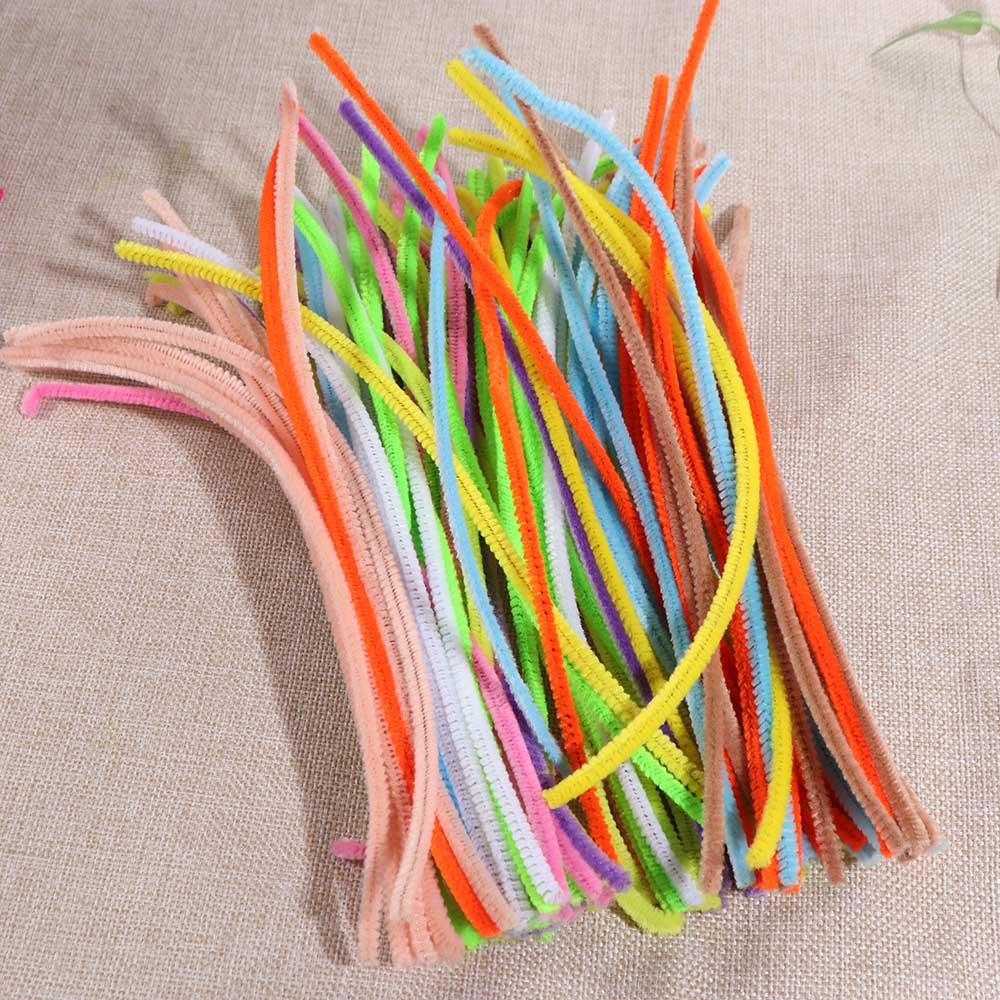 100pcs Educational Toys Anvil Wire Craft Pipe Toys Plush Wired Twist Sticks  Handcraft