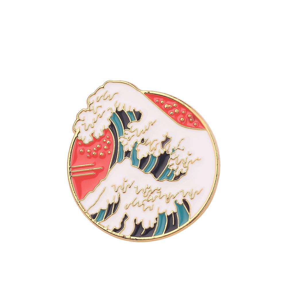 

New models, cartoon wave disc enamel brooch, personalized metal oil drop badge, backpack clothes.