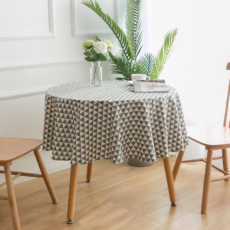Round Cotton Linen Tablecloth 150cm Modern Minimalist Marble Print Dining Table Cover Kitchen Home Decor