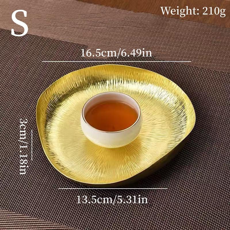 Lotus Leaf Flower Texture Shape Brass Coffee Cup Tray,Retro Teacup Saucer Home Cheese Food Plate,Snack Disc Table Decoration