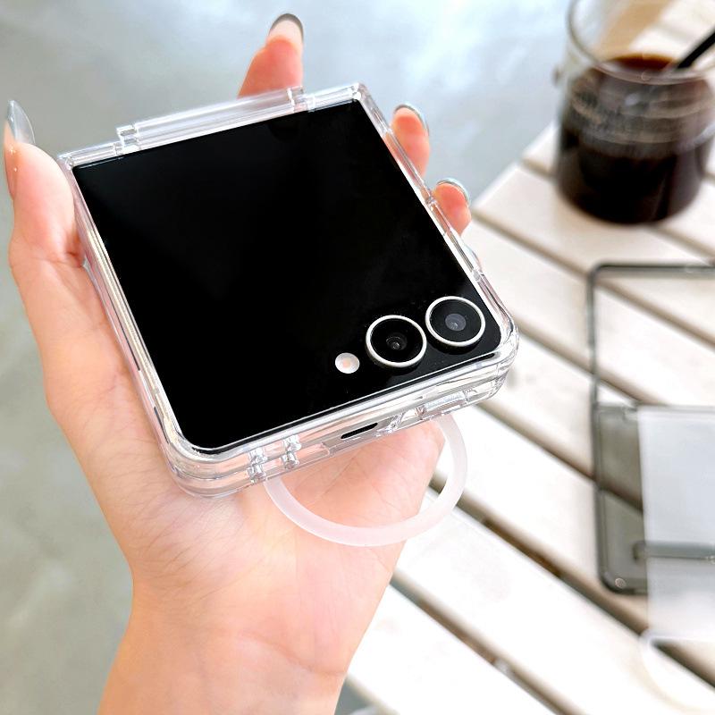 Suitable for Samsung Galaxy Z FLIP7 Mobile Phone Case Folding Card Bag Wristband Ring Transparent FLIP6 Protective Case