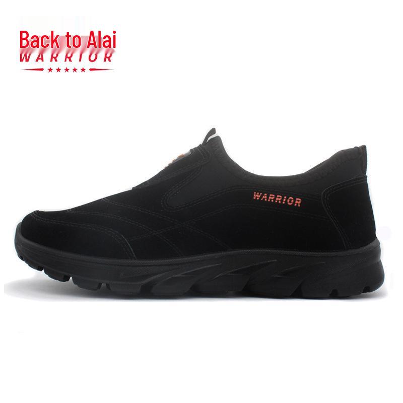 Shanghai Warrior Men's Slip-On Leather Casual Shoes, Non-Slip Soft Sole, Perfect for Travel and Outdoor Activities
