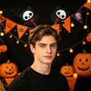 Comfortable Spooky Headband Halloween for Kids Adults, Glitter Pumpkin Bat Ghost Eye-catching Skull Hair Accessories Cosplay Dress Up Party