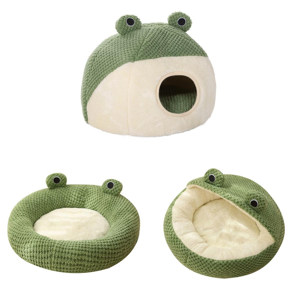 Soft Cat Bed Deep Sleeping Bed Dog Cat Winter House Frog Shape Enclosed Pet Tent for Kitten Puppy Sleeping Supplies