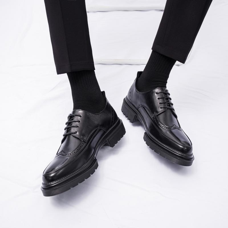 Breathable Brock leather shoes dress business sense inner height increase casual suit height increase wedding groom shoes