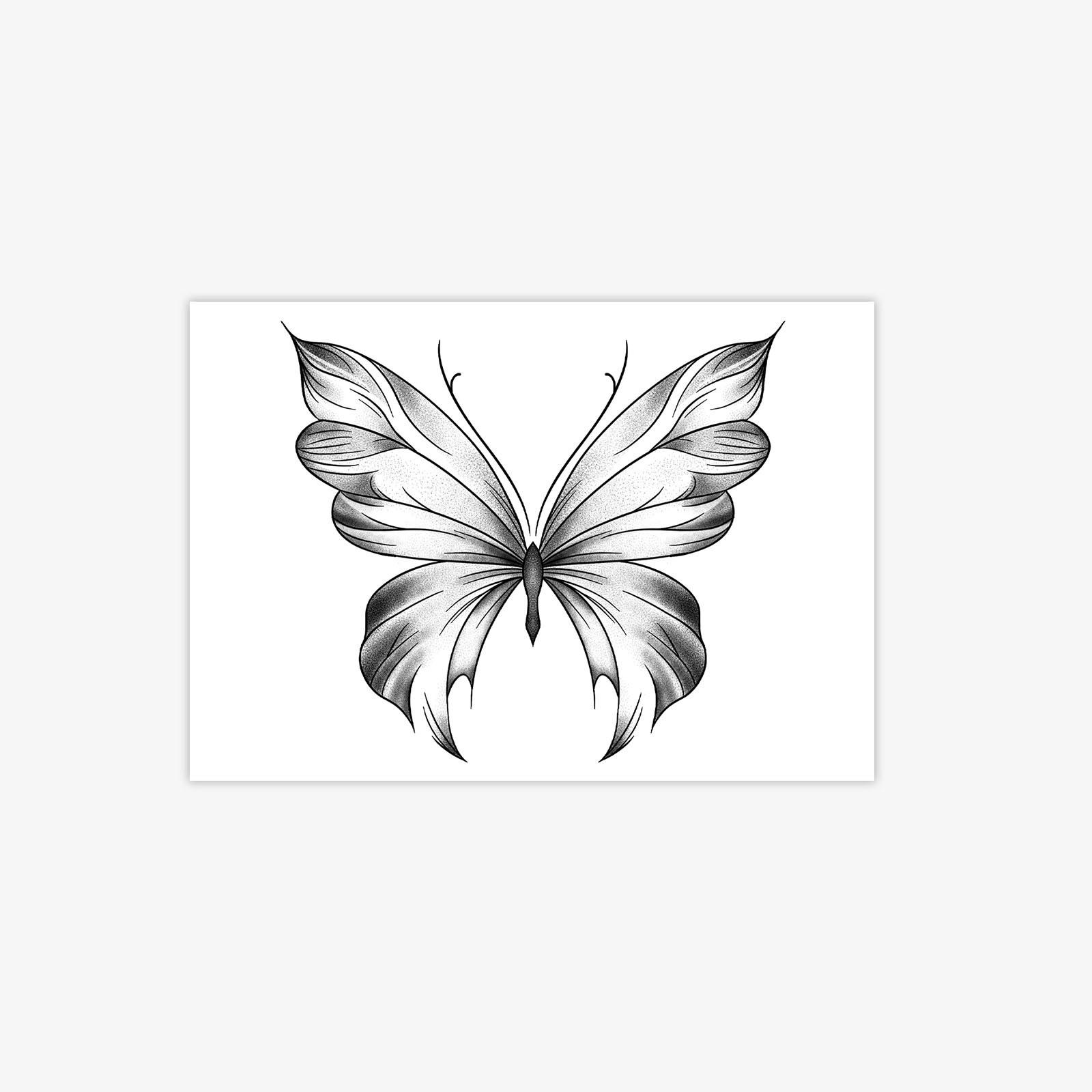 

Sketch Realistic Butterfly Tattoo Sticker, Waterproof And Long-Lasting Simulation, Girls Thigh Flower Arm Advanced Tattoo Sticker 7*9CM