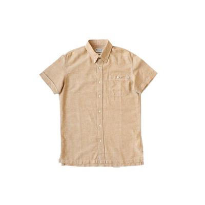 Pevná úzka jednoradová košeľa s krátkym rukávom Pánske košele Hnedá Béžová A2BCXP50