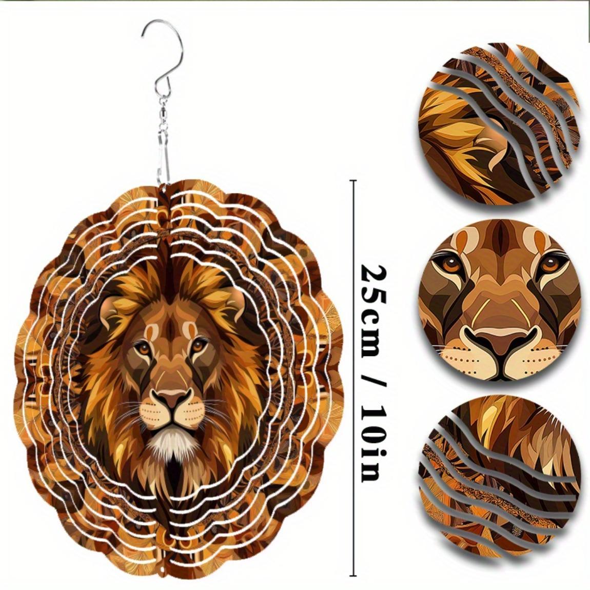 

Художественный дизайн льва 10-дюймовая подвесная ветряная мельница с вращением на 360 градусов, металлический уличный декор для балкона, сада, патио, не требует батареек, подарок 01A