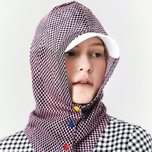 AVAVE Uv Protection Park Golf Hooded Sunshade Check Pink