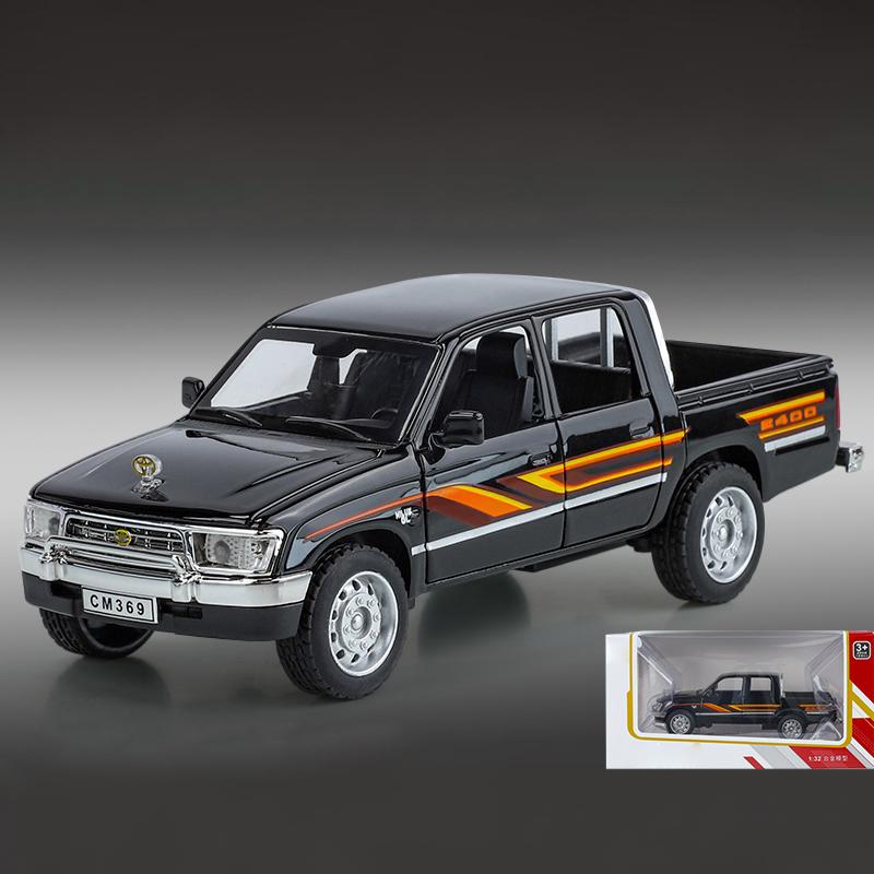 Miniatures 1/32 Toyota Hilux Off Road Pickup Truck Alloy Diecast Model Sound & Light Pull Back Toy Birthday Present for Children