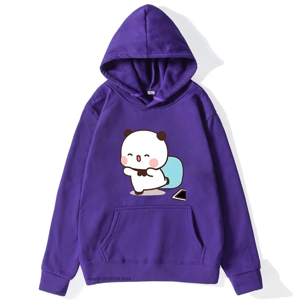Cute Dudu Is Welcome Home Bubu Hoodies for Women Cute Panda Bears Sweatshirts Couple Clothes Men Kawaii Girls Pullover
