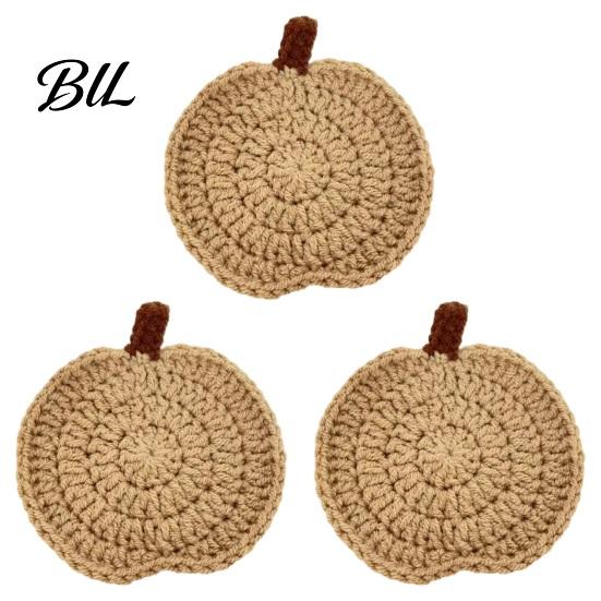 Manteles Individuales para Mesa de Café Hechos a Mano de Ganchillo Posavasos de Calabaza, Manteles Suaves de Poliéster, Posavasos Decorativos de Otoño, Accesorios de Comedor Rústicos con Temática de Otoño