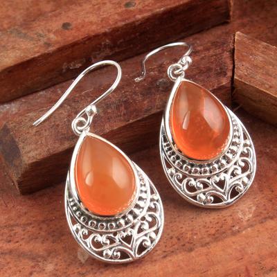 Orecchino d'argento corniola, argento sterling 925, gioielli fatti a mano, orecchini pendenti da donna, gioielli con ciondoli in argento
