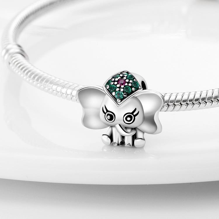 Original Creative New 925 Silver Beaded Bracelet DIY Style Jewelry Accessories Cute Elephant String Pendant Bead Bracelet