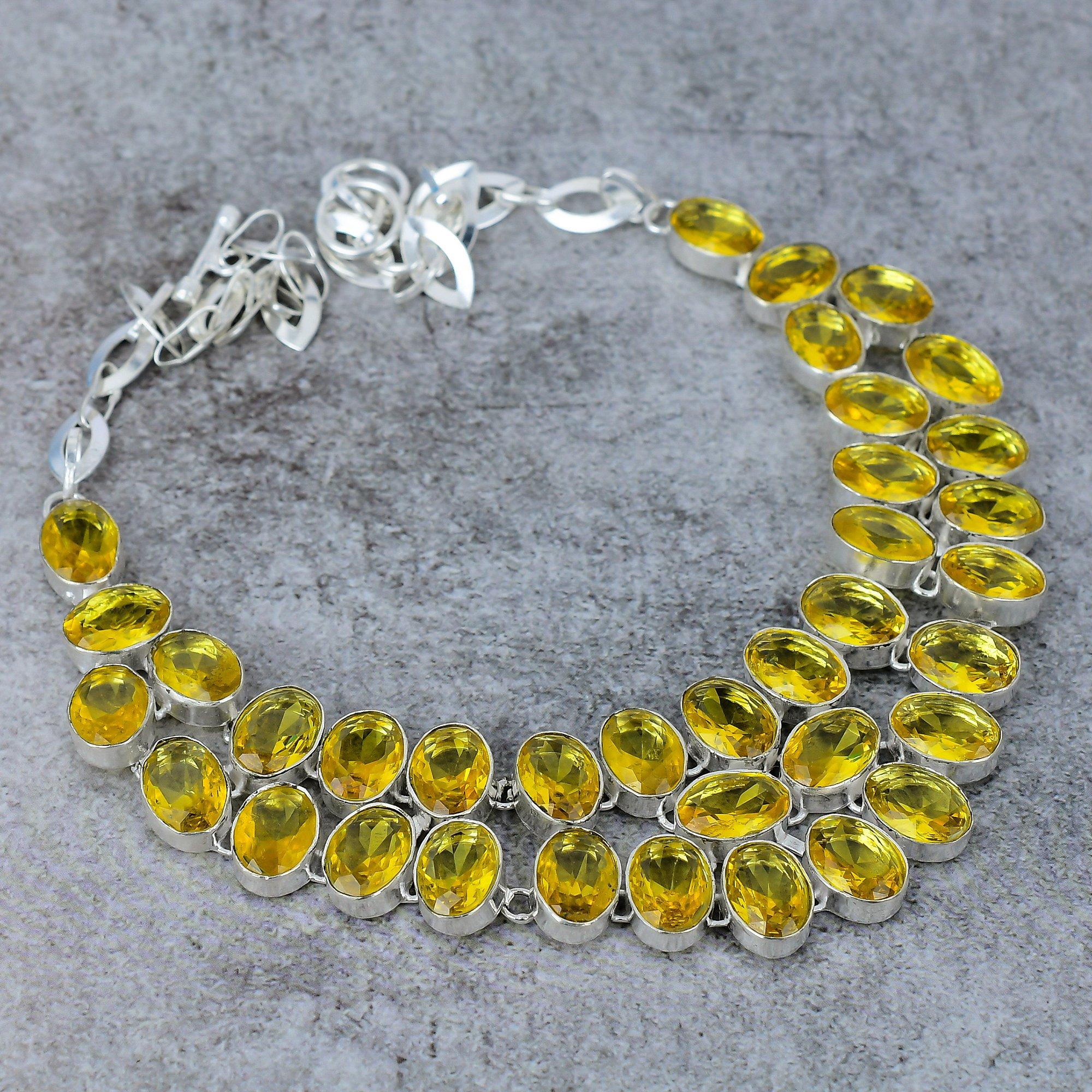 

Citrine Gemstone Handmade 925 Sterling Silver Jewelry Necklace 18 M-329