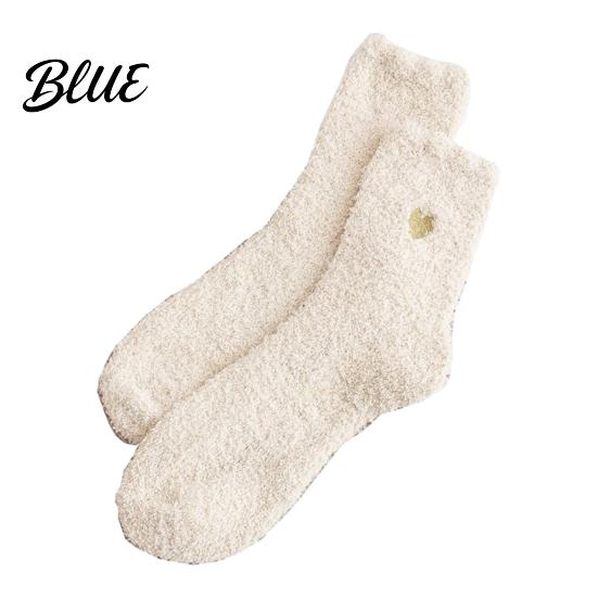 Cute Golden Love Soft Plush Women's Fuzzy 1 Pair Embroidery Socks Slipper Socks Warm Cozy