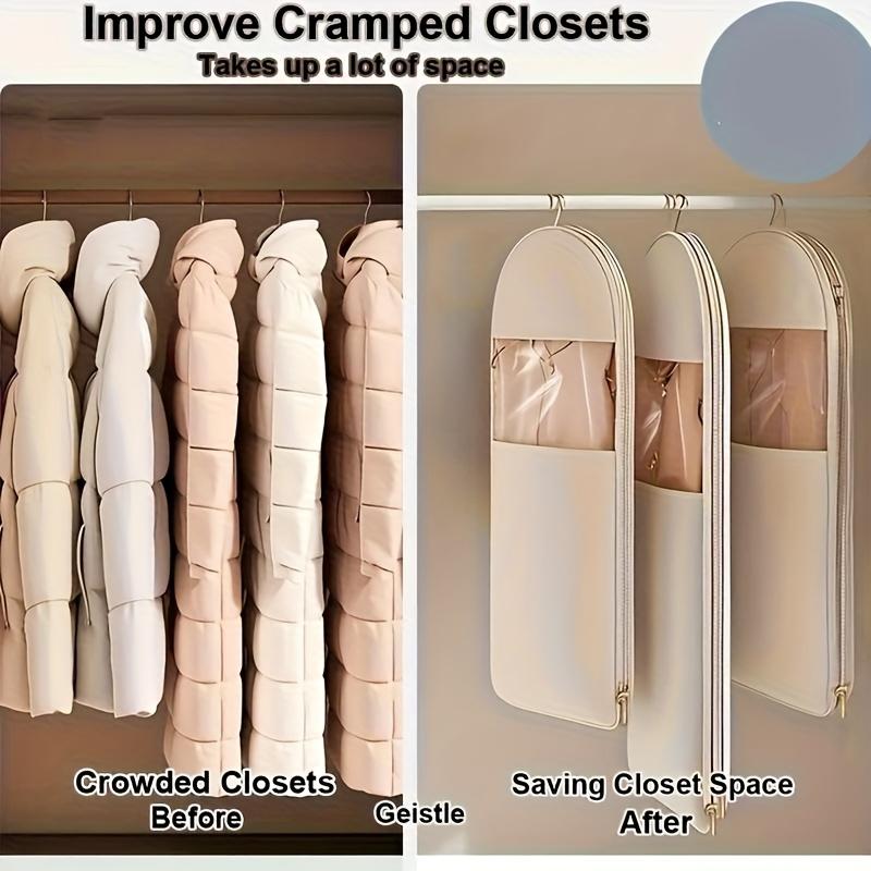 High-Quality Space-Saving Self-Compressing Hanging Storage Bag - Side Opening Design, Durable Fabric Garment Organizer with Up To 40% Compression Rate