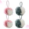 4Pcs Bath Ball Double Color Mesh Sponge Quick Pouf Large Mesh Pouf for Bath Bathroom Exfoliating Scrub with Hanging