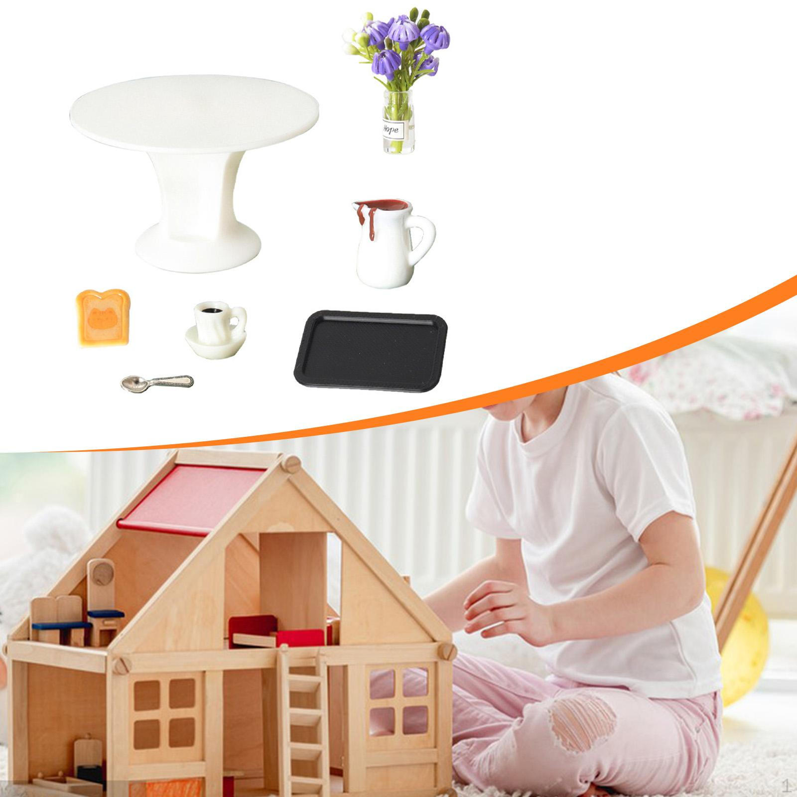 

Miniature Dollhouse End Table White Side 1:12 Decoration Ornaments Living Room Scene Coffee