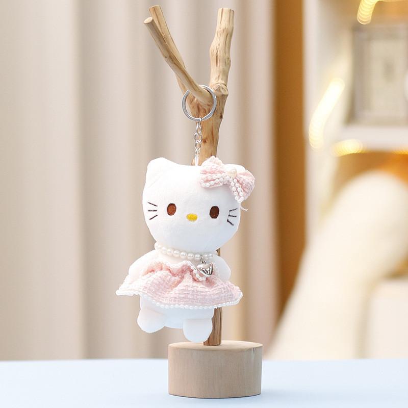 Pendant Plush With Artificial Pearl Necklace And Plaid Skirt Decor