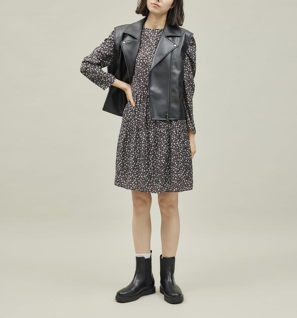 ROPE PICNIC Synthetic Leather Sleeveless Jacket GSV54000 Black Women's (01)