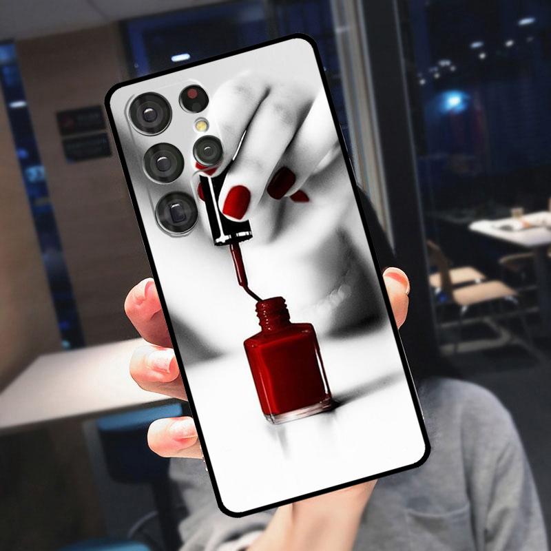 Cosmetics Nail Polish Cover For Samsung Galaxy S25 S24 S21 S22 S23 Ultra S9 S10 Plus S24 FE S21 FE Phone Case