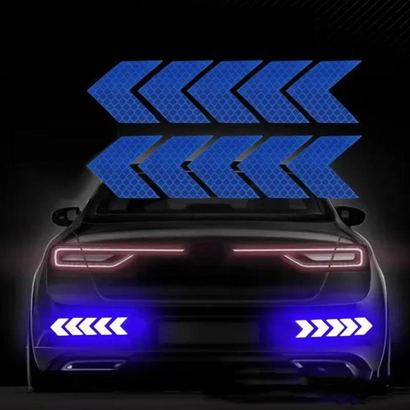 10pcs Car Reflective Arrow Sticker Safety Warning Sticker for Car Bumper Trunk Reflector Hazard Tape Car Styling Luminous Film
