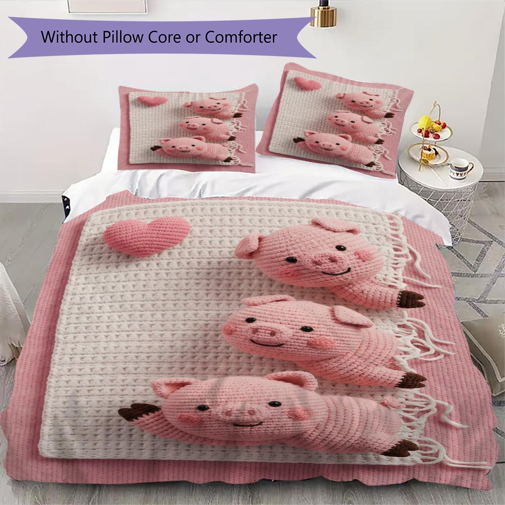 

Cute pink pig Pattern Bedding uilt Set uilt Cover Pillowcase Home Decoration Birthday Gift (1 * duvet cover + 53 * pillowcase without core) 135x200cm