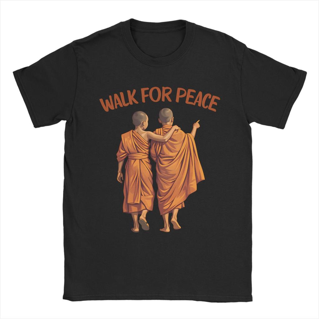 Mens Buddhist Monks Walk For Peace Aloka Dog T Shirt Cotton Clothing Novelty Short Sleeve Crew Neck Tees Gift Idea TShirt