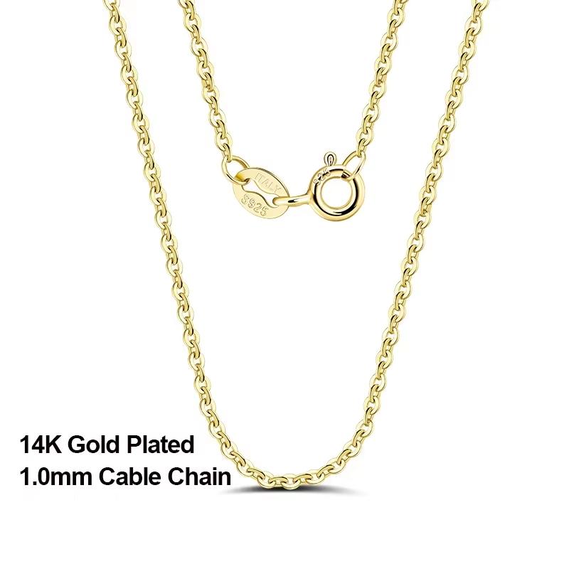 

Rinntin Rose Gold 925 Silver Fashion Cable Link Chains Necklace for Women Thin Neck Chain Accessories Jewelry SC06 40cm