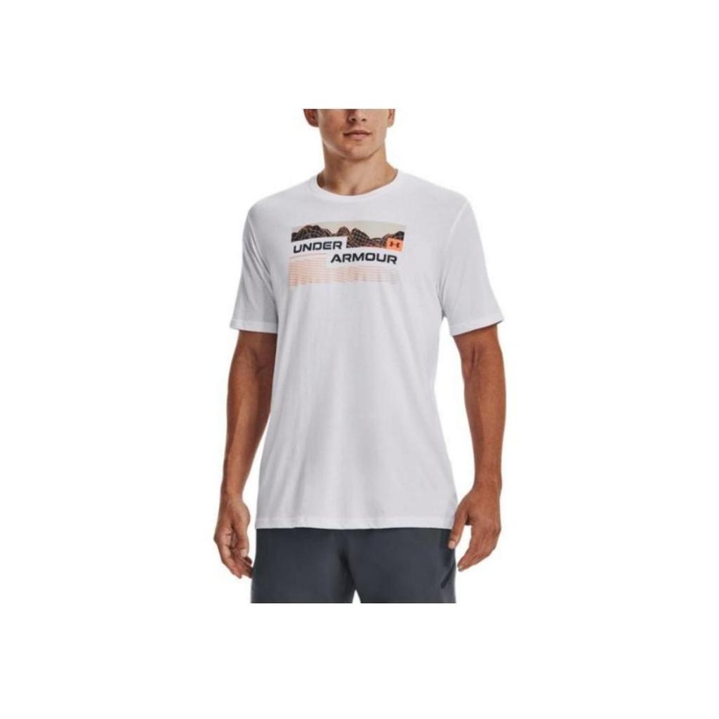 Under Armour Camiseta Deportiva de Manga Corta con Cuello Redondo y Estampado de Letras para Hombre Tops Blanco 1377560-100
