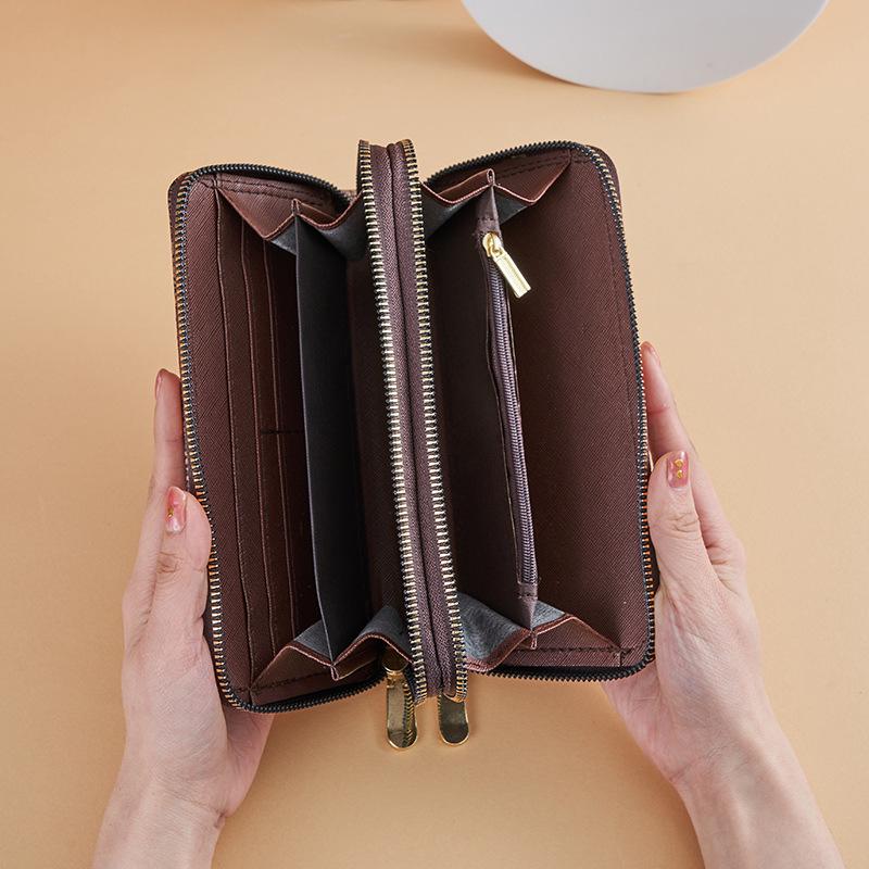 Women's Large Capacity Plaid Double Zipper Clutch with Multi-Card Slots (2025 Design)