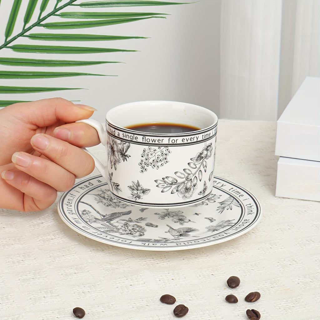1 Set Pinellia Retro Coffee Cup Cappuccino Cup, Coffee Cup, White Tea Cup Set, British Coffee Cup,porcelain Tea Set, Latte Cup